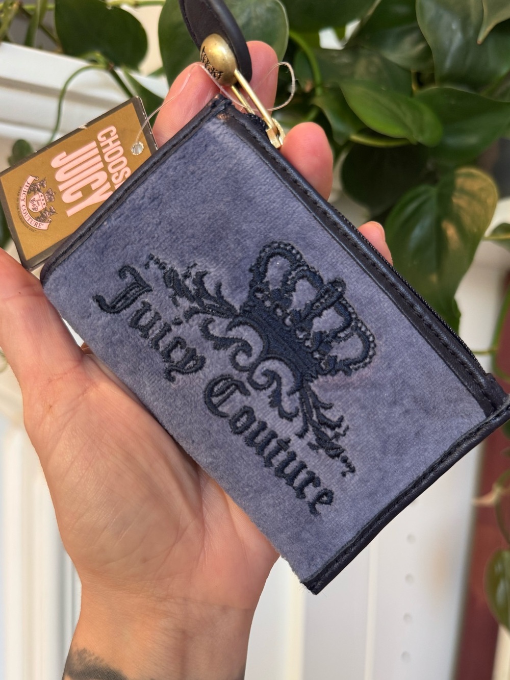 Vintage Juicy Couture coin pouch / keychain / Blue velour